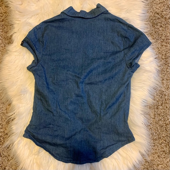 Y2K Denim Eyelet Hook and Eye Mini Top - Picture 6 of 8